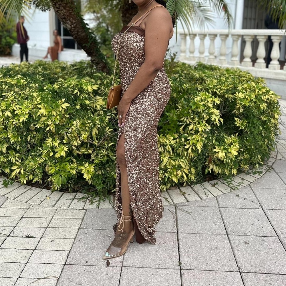 Morgan & Co. Glittering Brown Maxi Dress